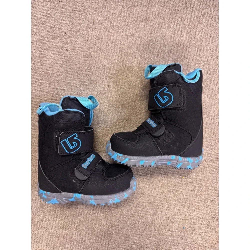 Burton Mini-Grom Snowboard Boots Youth 10C Black Blue 10645102